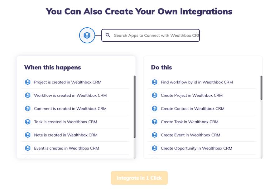 Wealthbox and Integrately Actions