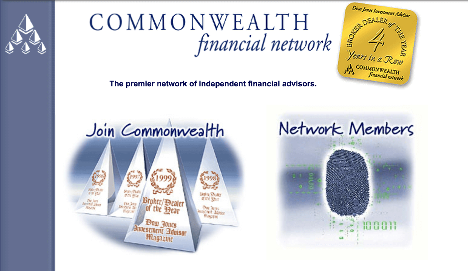Homepage of Commonwealth Financial - 1999