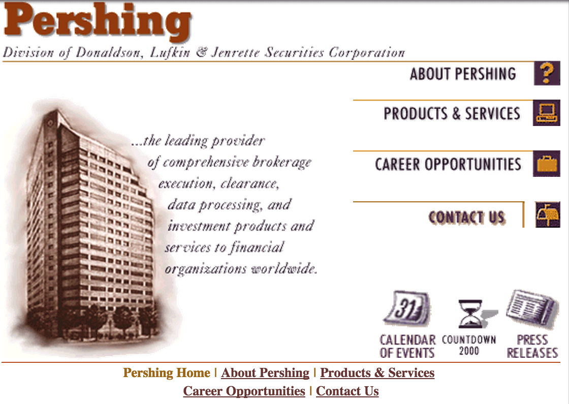 Homepage of Pershing - 1997