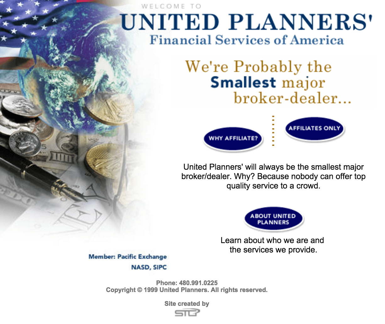 Homepage of United Planners - 2000