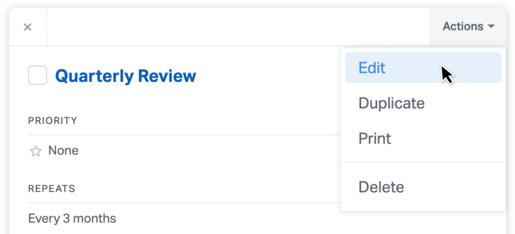 Edit a task or series of tasks