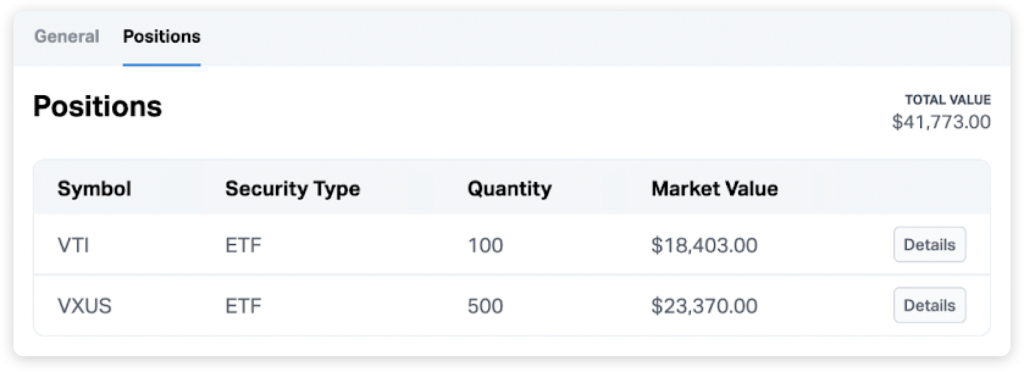 Axos position data in Wealthbox.