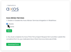 Enabling the Axos integration in Wealthbox