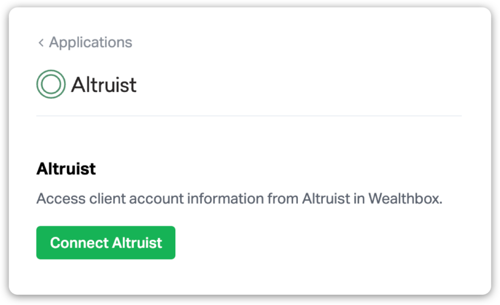Connecting Wealthbox to Altruist