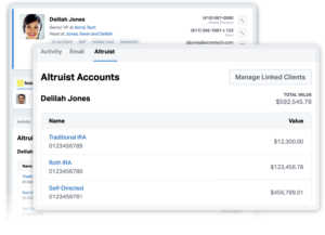 Contact record with Altruist account information