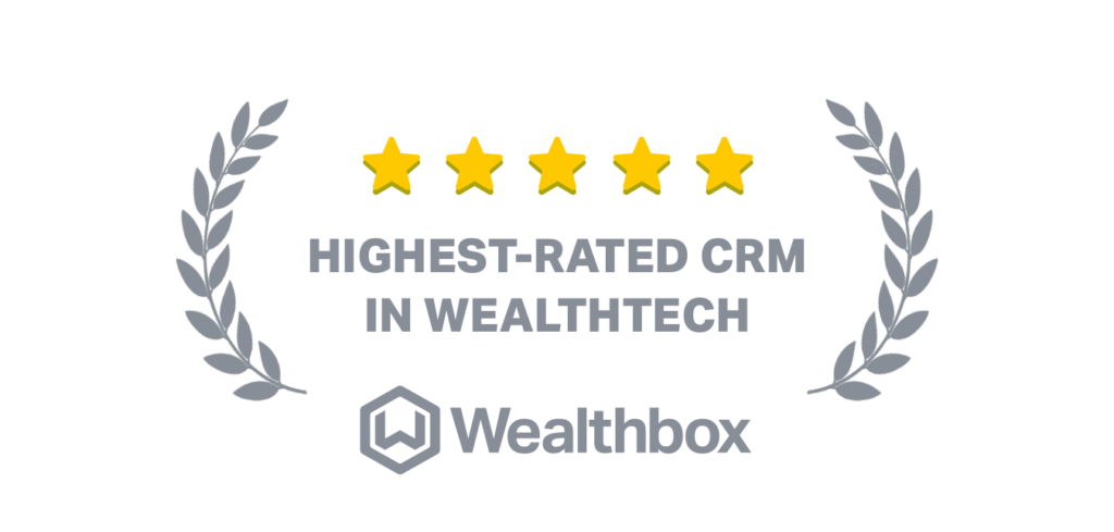 Award showing Wealthbox as the highest-rated CRM in wealthtech.