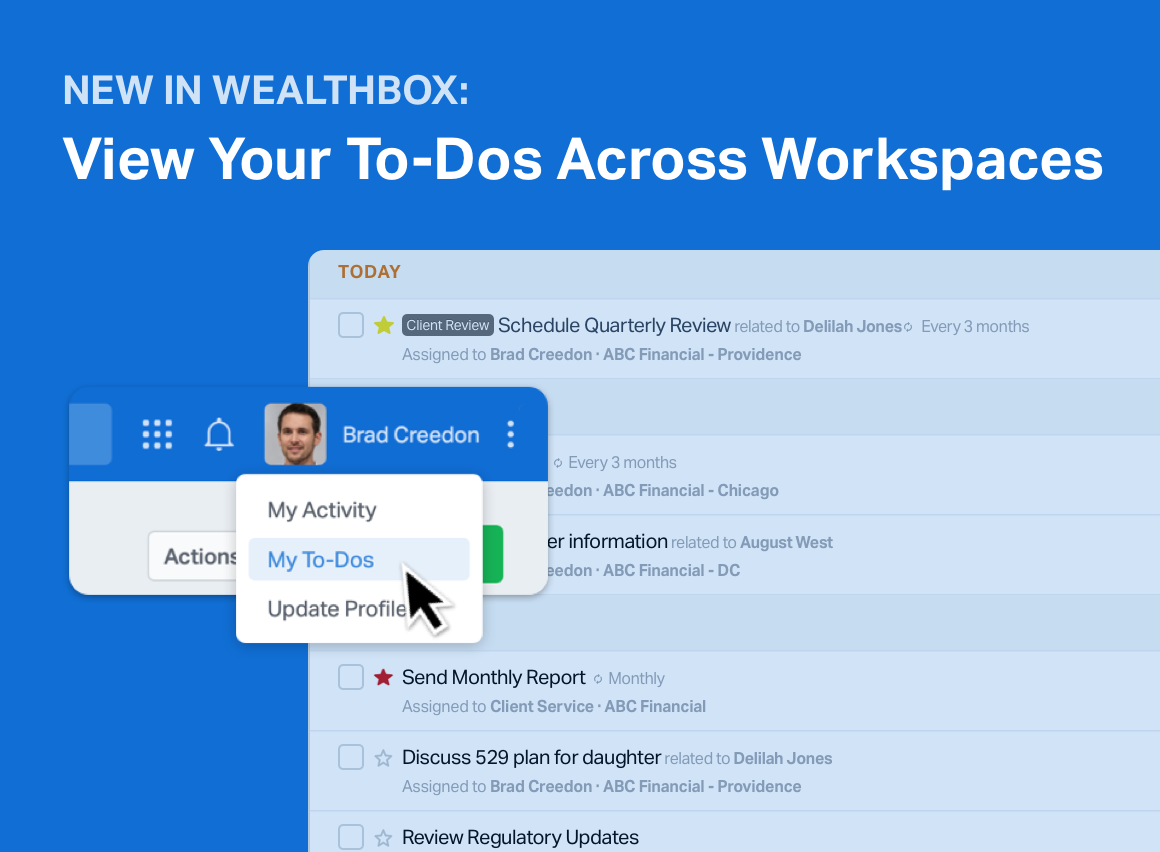 New in Wealthbox: View All To-Dos Across Workspaces