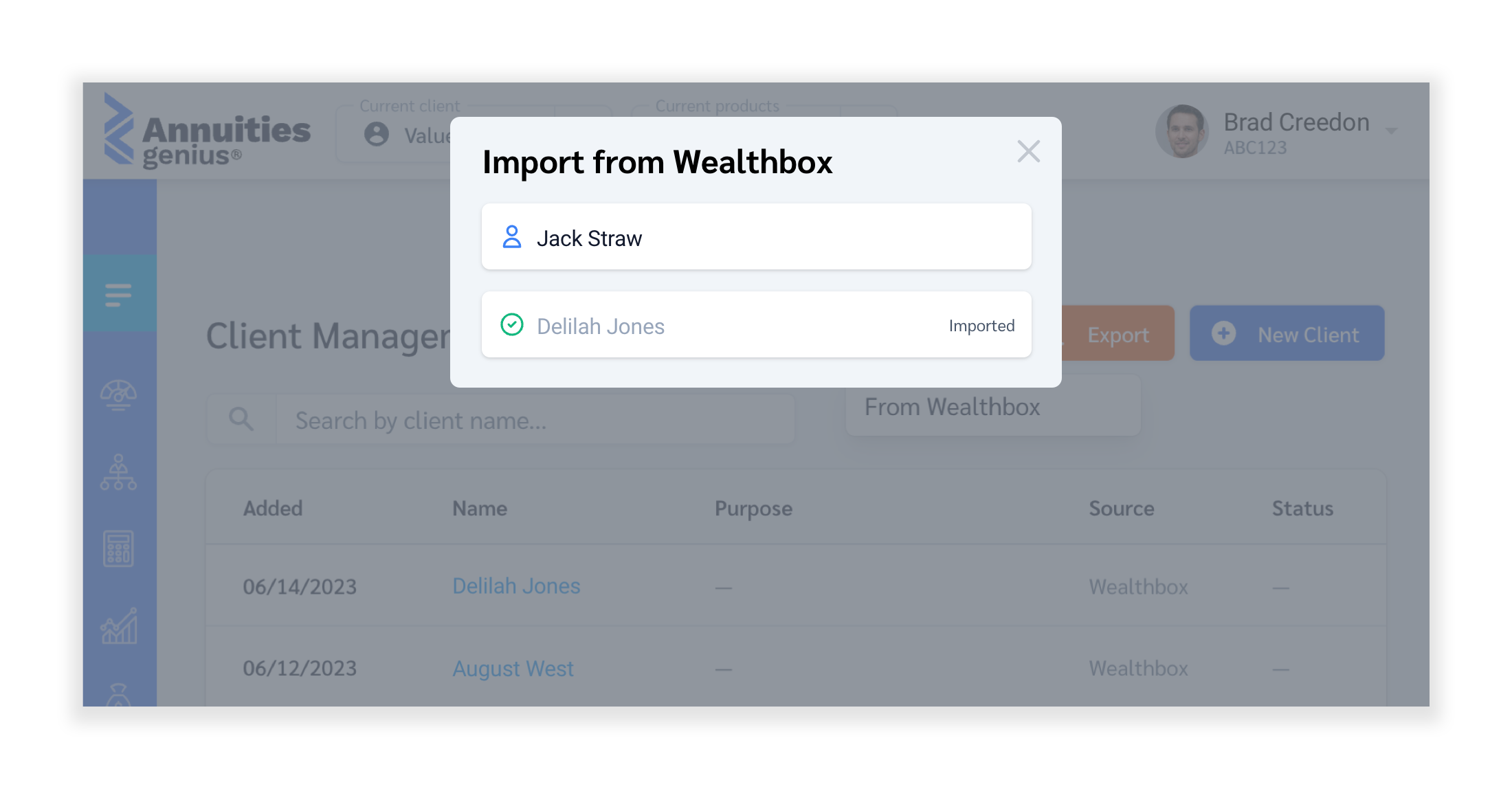Import Contacts from Wealthbox into Annuities Genius with the click of a button.