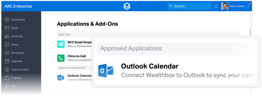 Integration admin controls in Wealthbox