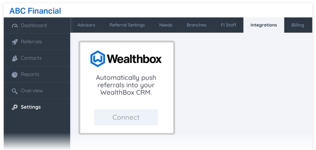 Setting up the Wealthbox integration within ReferTrac