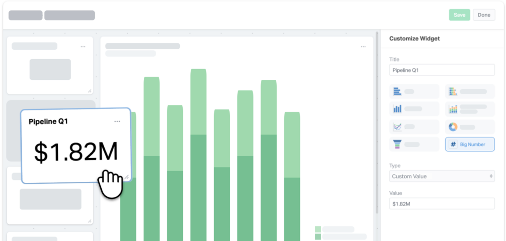 Click-and-drag a Big Numbers widget in Wealthbox.