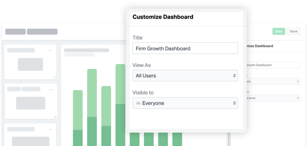Customizing a dashboard that is visible to all users in a workspace in Wealthbox.