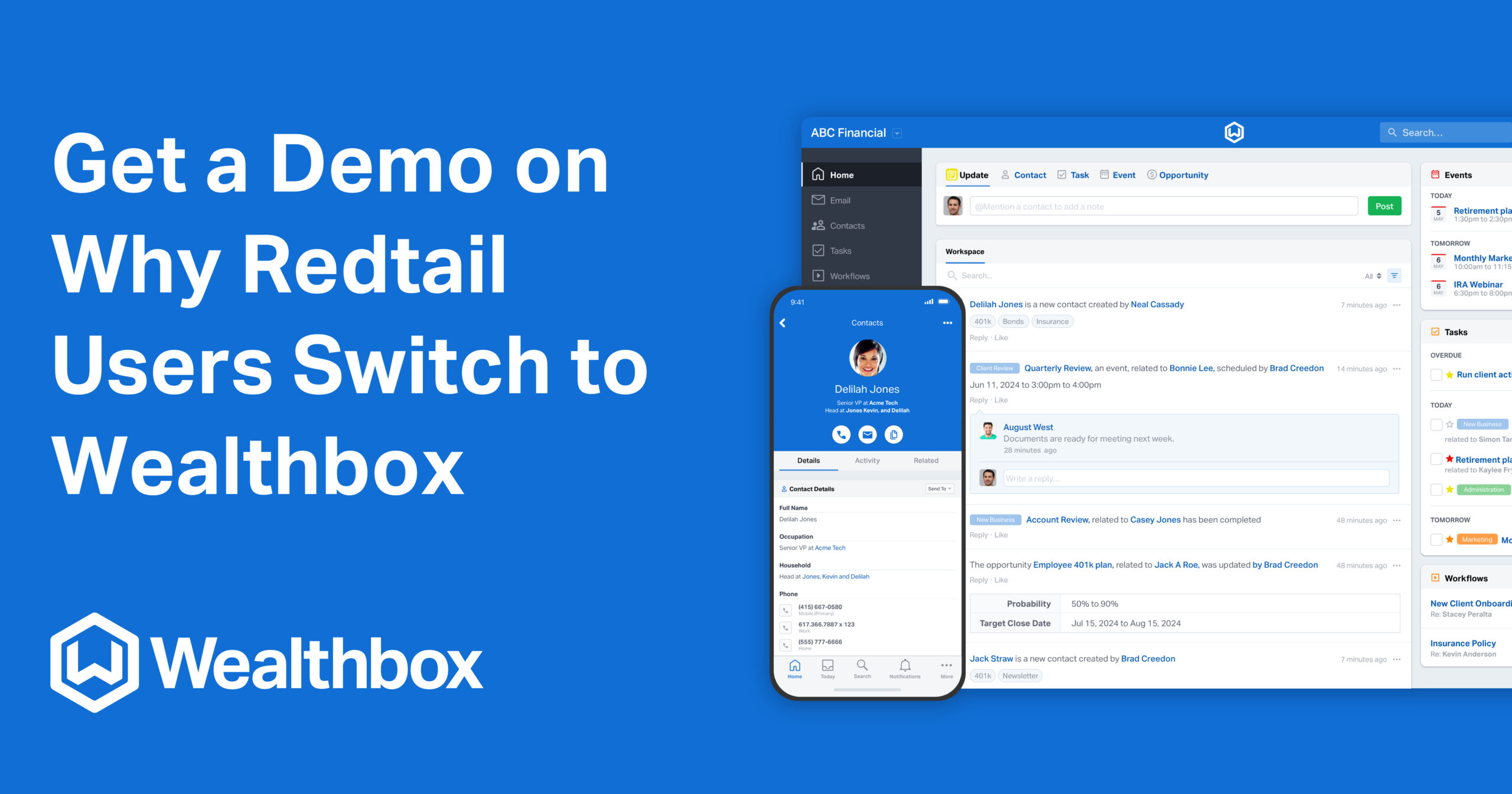 Get a demo on why redtail users switch to wealthbox 