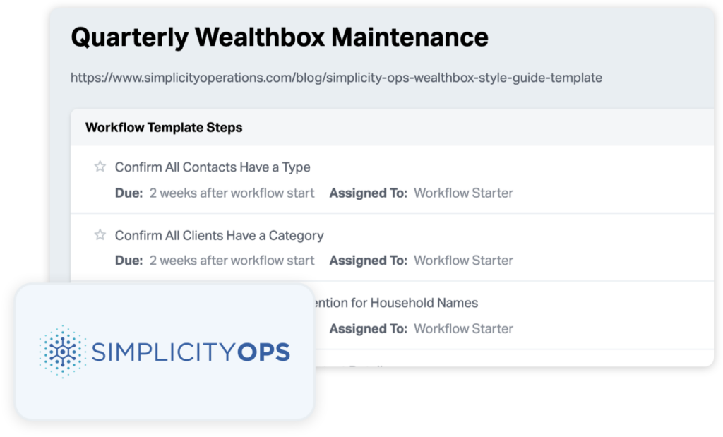 Simplicity Ops Workflow in Wealthbox