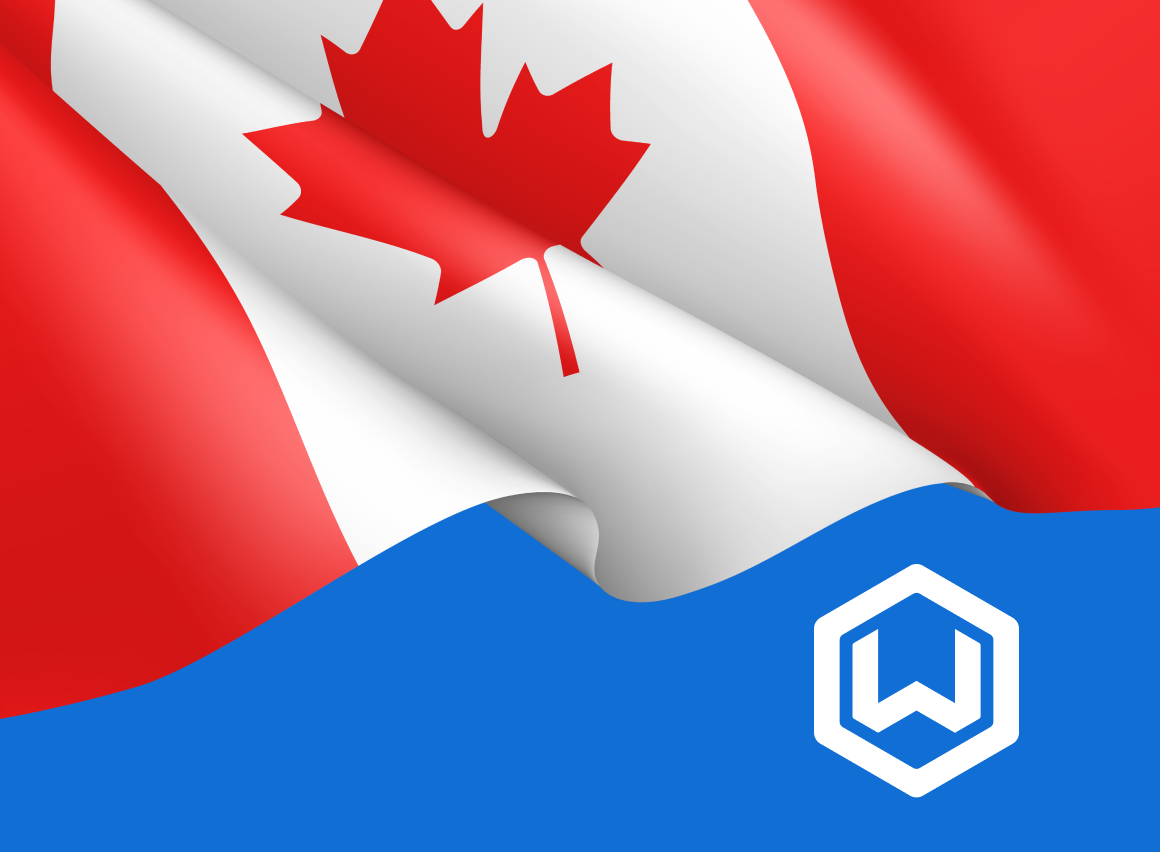 The Canadian flag and the Wealthbox icon