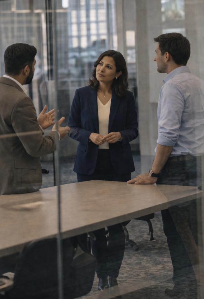 Financial advisors in conversation